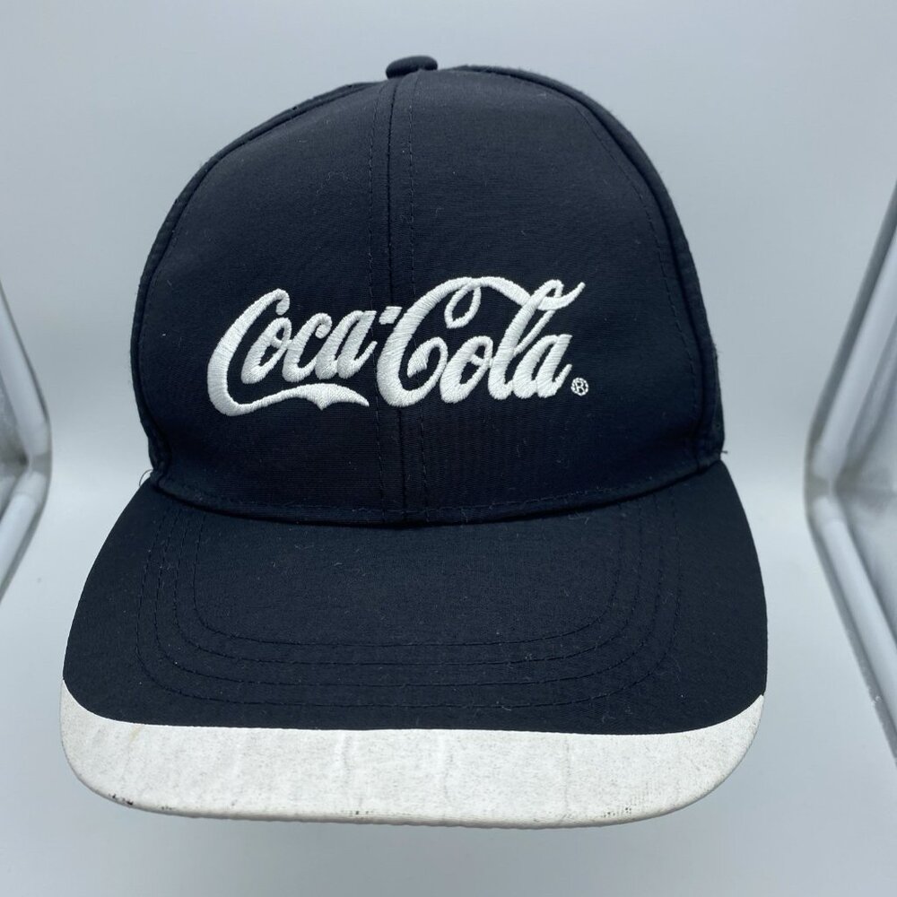 Coca Cola Black Baseball Hat Cap Adjustable Hook Loop Coke